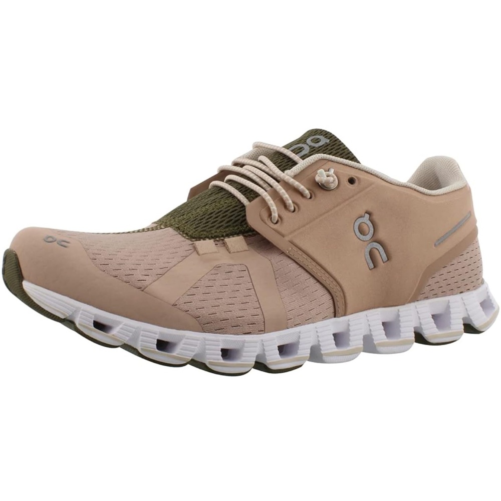 On Running Women's Athletic Shoe in Beige and Olive Green